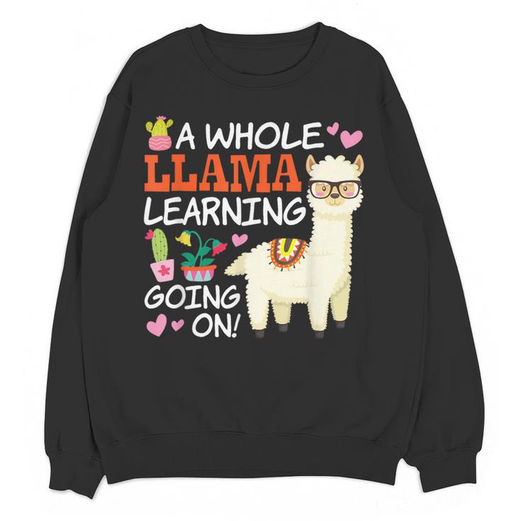 Llama Learning T Shirt Teachers Students Alpaca Lovers Women Crewneck Sweatshirt, novelty gifts, funny gifts