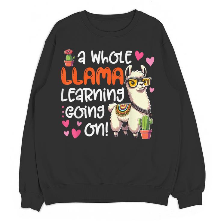 Llama Learning Teachers Students Alpaca Lover Back To School Women Crewneck Sweatshirt, novelty gifts, funny gifts