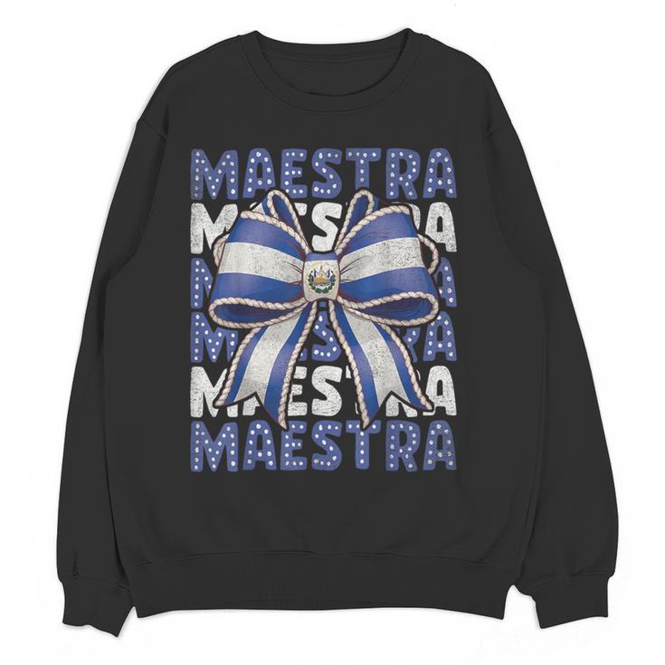 Maestra El Salvador Coquette Bow Hispanic Spanish Teacher Women Crewneck Sweatshirt, novelty gifts, funny gifts Maestra El Salvador Coquette Bow Hispanic Spanish Teacher Women Crewneck Sweatshirt, novelty gifts, funny gifts