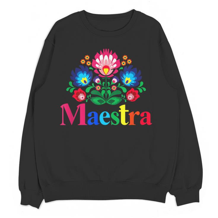 Maestra Proud Spanish Teacher Bilingual Teacher Latina Women Crewneck Sweatshirt, novelty gifts, funny gifts Maestra Proud Spanish Teacher Bilingual Teacher Latina Women Crewneck Sweatshirt, novelty gifts, funny gifts