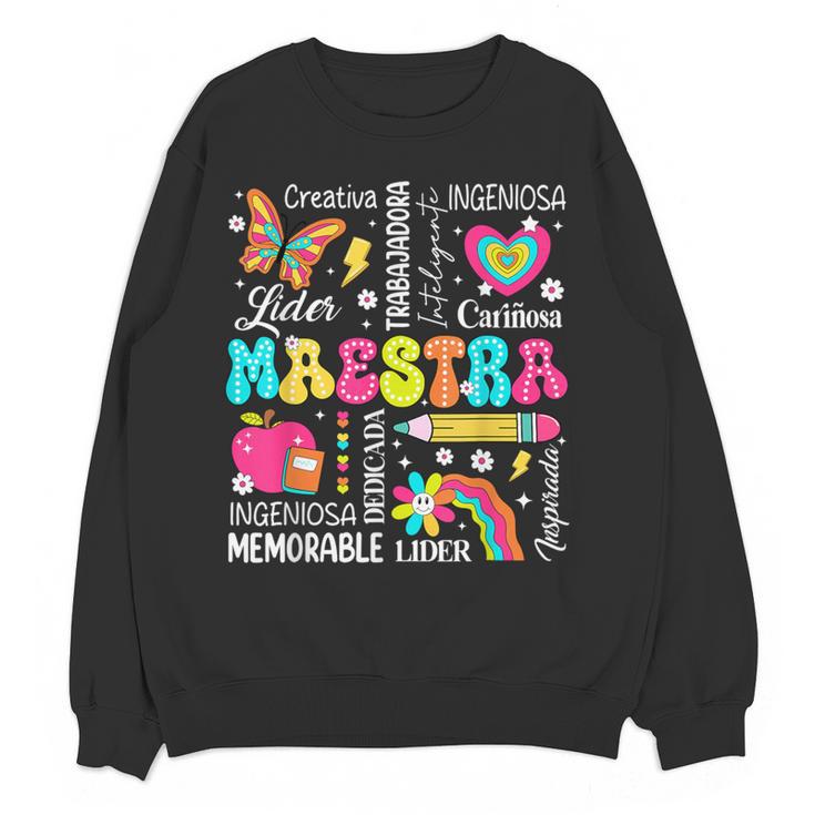 Maestra Spanish Teacher Back To School Maestra De Espanol Women Crewneck Sweatshirt, novelty gifts, funny gifts Maestra Spanish Teacher Back To School Maestra De Espanol Women Crewneck Sweatshirt, novelty gifts, funny gifts