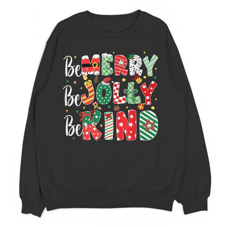 Be Merry Be Jolly Be Kind Merry Christmas Teacher Xmas PJs Women Crewneck Sweatshirt, novelty gifts, funny gifts