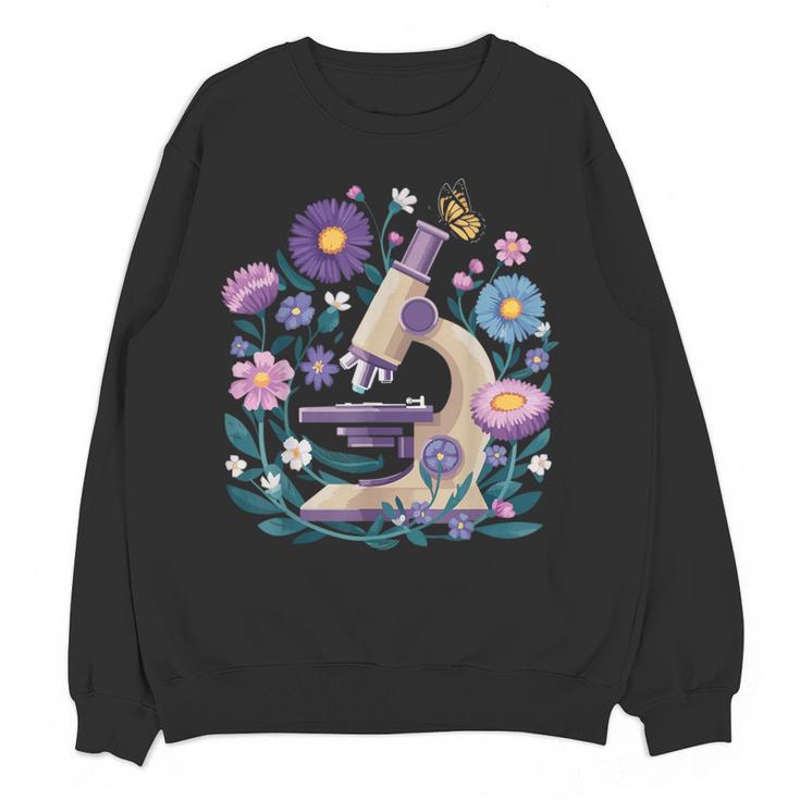 Microscope Flower Butterfly Biology Science Teacher Student Women Crewneck Sweatshirt, novelty gifts, funny gifts Microscope Flower Butterfly Biology Science Teacher Student Women Crewneck Sweatshirt, novelty gifts, funny gifts