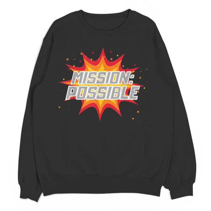 Mission Possible Motivational Inspirational School Teacher Women Crewneck Sweatshirt, novelty gifts, funny gifts Mission Possible Motivational Inspirational School Teacher Women Crewneck Sweatshirt, novelty gifts, funny gifts