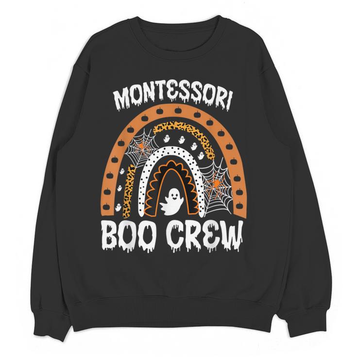 Montessori Teacher Halloween Boo Rainbow Leopard Halloween Women Crewneck Sweatshirt, novelty gifts, funny gifts Montessori Teacher Halloween Boo Rainbow Leopard Halloween Women Crewneck Sweatshirt, novelty gifts, funny gifts