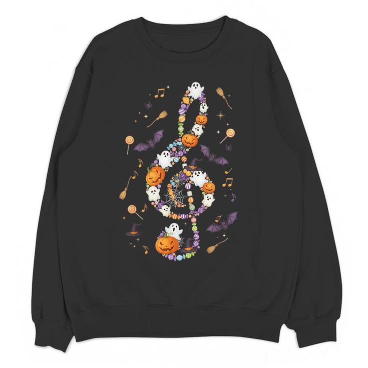 Music Note Symbol Halloween For Music Teacher Musicians Women Crewneck Sweatshirt, novelty gifts, funny gifts