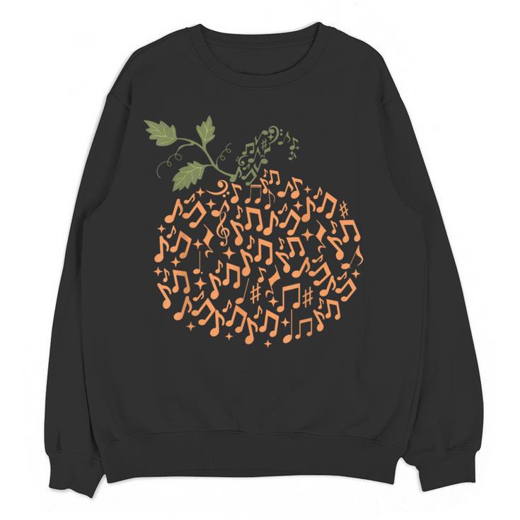 Music Notes Pumpkin Fall Music Teacher Autumn Halloween Women Crewneck Sweatshirt, novelty gifts, funny gifts