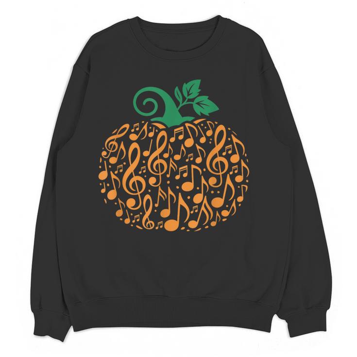 Music Notes Pumpkin Music Teacher Halloween Women Crewneck Sweatshirt, novelty gifts, funny gifts