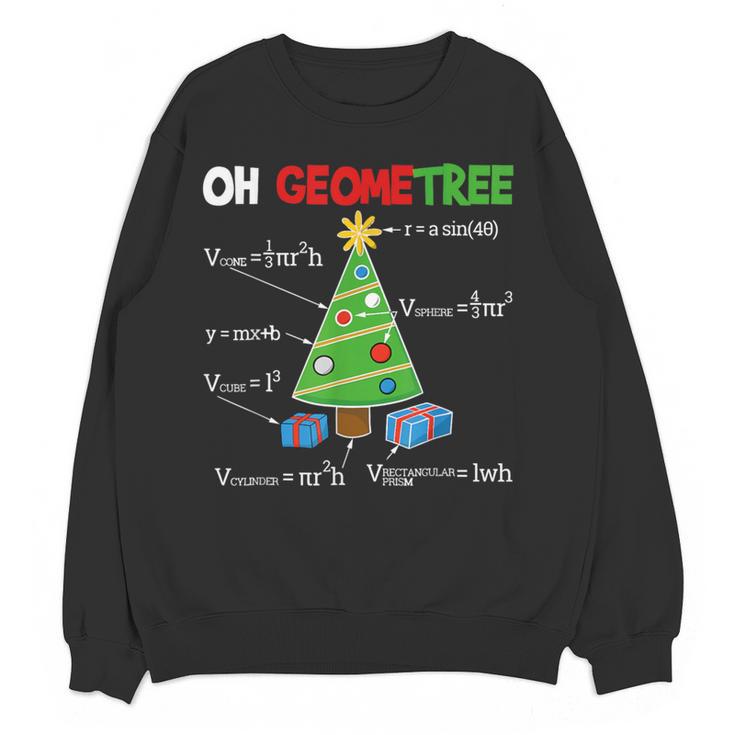 Oh Geometree Christmas Tree Geometry Math Teacher Women Crewneck Sweatshirt, novelty gifts, funny gifts