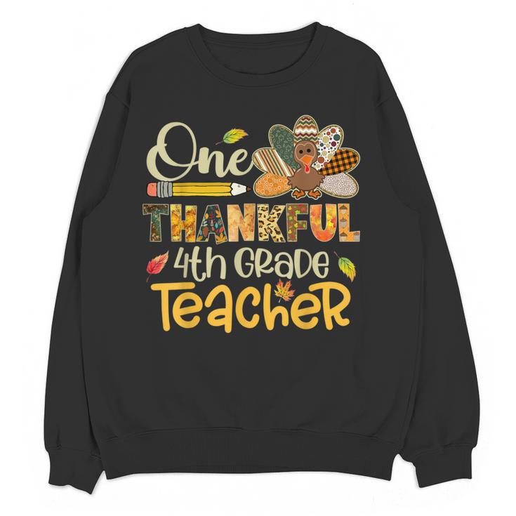 One Thankful 4th Grade Teacher Turkey Leopard Thanksgiving Women Crewneck Sweatshirt, novelty gifts, funny gifts One Thankful 4th Grade Teacher Turkey Leopard Thanksgiving Women Crewneck Sweatshirt, novelty gifts, funny gifts