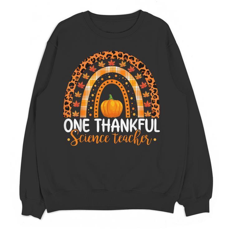 One Thankful Science Teacher Rainbow Boho Fall Thanksgiving Women Crewneck Sweatshirt, novelty gifts, funny gifts