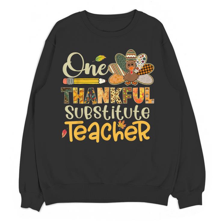 One Thankful Substitute Teacher Turkey Leopard Thanksgiving For Men Women Women Crewneck Sweatshirt, novelty gifts, funny gifts One Thankful Substitute Teacher Turkey Leopard Thanksgiving For Men Women Women Crewneck Sweatshirt, novelty gifts, funny gifts