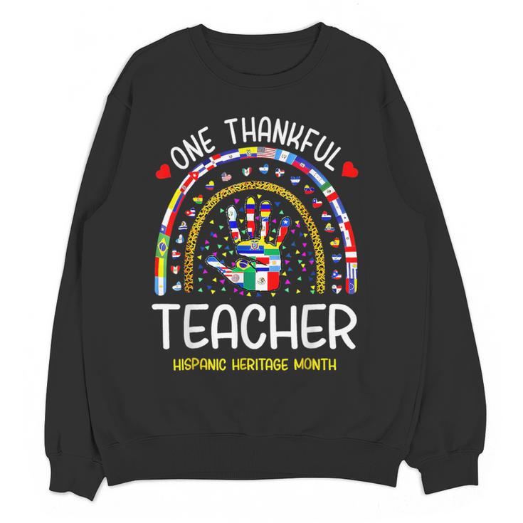One Thankful Teacher Hispanic Heritage Month Countries Flags Women Crewneck Sweatshirt, novelty gifts, funny gifts One Thankful Teacher Hispanic Heritage Month Countries Flags Women Crewneck Sweatshirt, novelty gifts, funny gifts