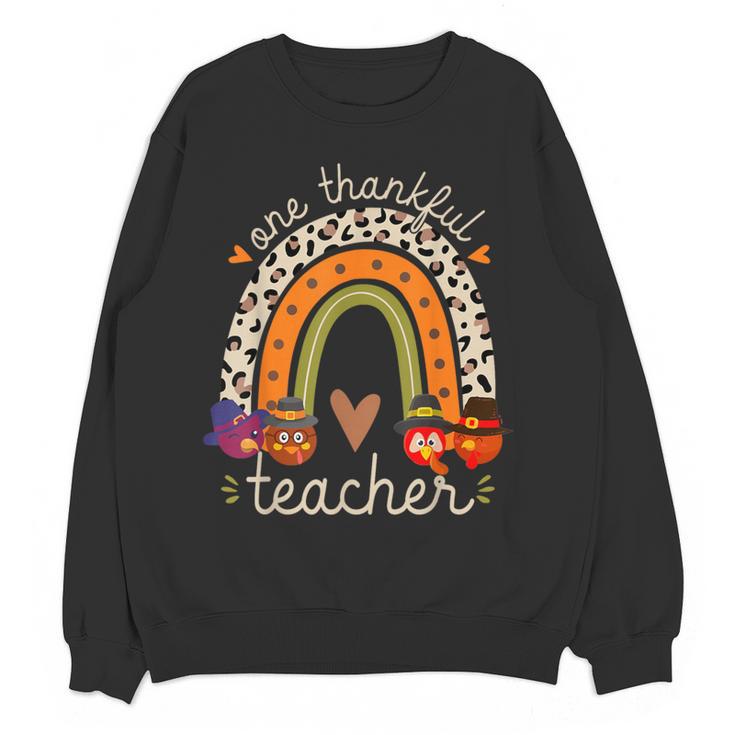 One Thankful Teacher Thanksgiving Turkey Rainbow Fall Women Crewneck Sweatshirt, novelty gifts, funny gifts One Thankful Teacher Thanksgiving Turkey Rainbow Fall Women Crewneck Sweatshirt, novelty gifts, funny gifts