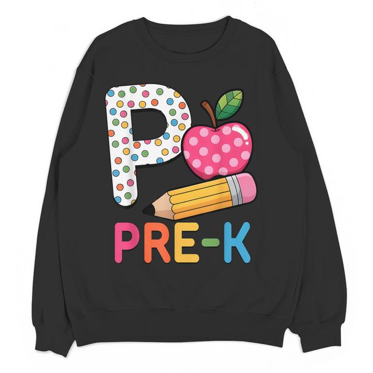 P Is For Pre K Teacher Student Pencil Apple Back To School Women Crewneck Sweatshirt, novelty gifts, funny gifts P Is For Pre K Teacher Student Pencil Apple Back To School Women Crewneck Sweatshirt, novelty gifts, funny gifts