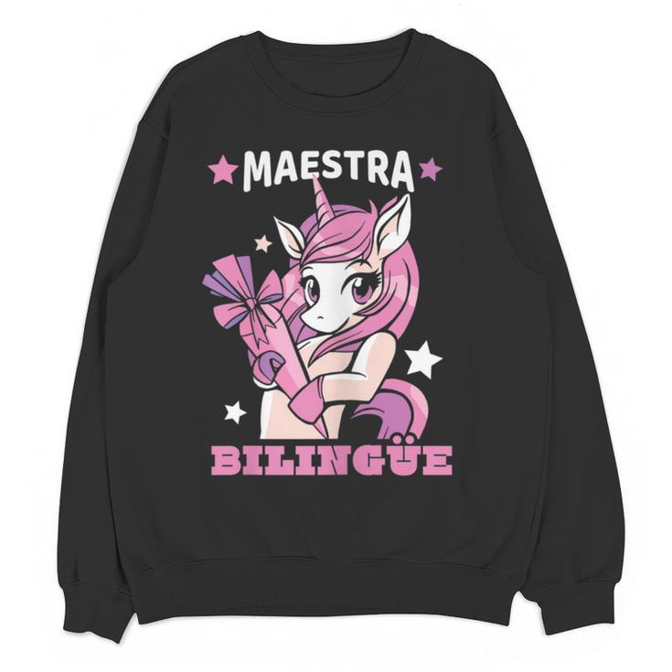 Pink Unicorn Spanish Teacher Regalos Para Bilingue Teacher Women Crewneck Sweatshirt, novelty gifts, funny gifts