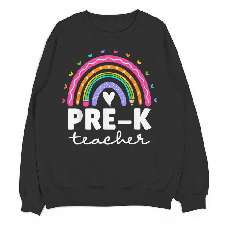 Pre-K Teacher Cute Pre Kindergarten For Teachers Rainbow For Men Women Kids Women Crewneck Sweatshirt, novelty gifts, funny gifts
