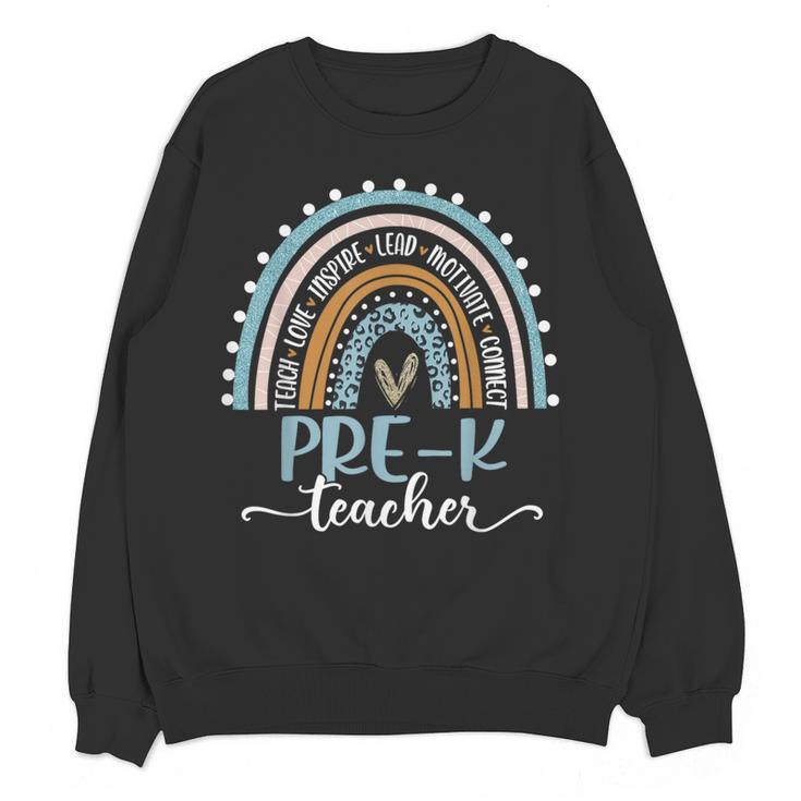 Pre-K Teacher Leopard Boho Rainbow Back To School Women Crewneck Sweatshirt, novelty gifts, funny gifts Pre-K Teacher Leopard Boho Rainbow Back To School Women Crewneck Sweatshirt, novelty gifts, funny gifts
