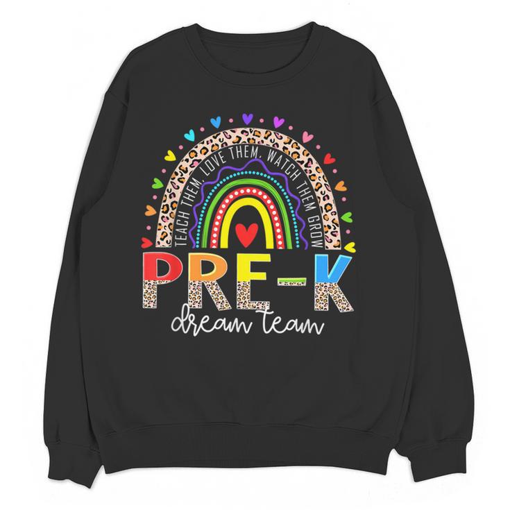 PreK Dream Team Leopard Rainbow Teacher Squad Back To School Women Crewneck Sweatshirt, novelty gifts, funny gifts PreK Dream Team Leopard Rainbow Teacher Squad Back To School Women Crewneck Sweatshirt, novelty gifts, funny gifts