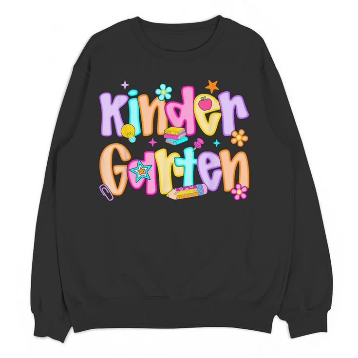 Preppy Kindergarten First Day Of School Teachers Girls Boys Women Crewneck Sweatshirt, novelty gifts, funny gifts