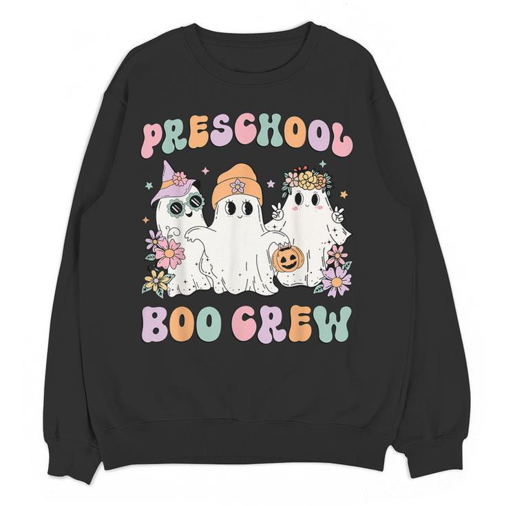 Preschool Boo Crew Groovy Halloween Floral Ghost Teacher Men Women Kids Women Crewneck Sweatshirt, novelty gifts, funny gifts Preschool Boo Crew Groovy Halloween Floral Ghost Teacher Men Women Kids Women Crewneck Sweatshirt, novelty gifts, funny gifts