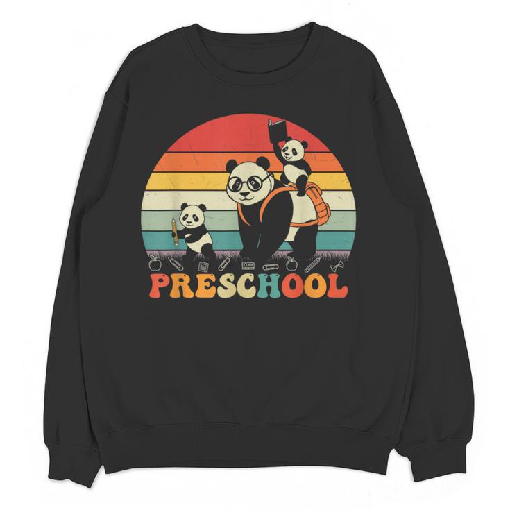 Preschool Panda Back To School Teacher Student Women Crewneck Sweatshirt, novelty gifts, funny gifts Preschool Panda Back To School Teacher Student Women Crewneck Sweatshirt, novelty gifts, funny gifts
