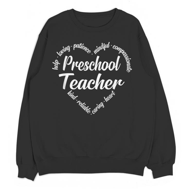 Preschool Teacher Heart Word Cloud Women Crewneck Sweatshirt, novelty gifts, funny gifts