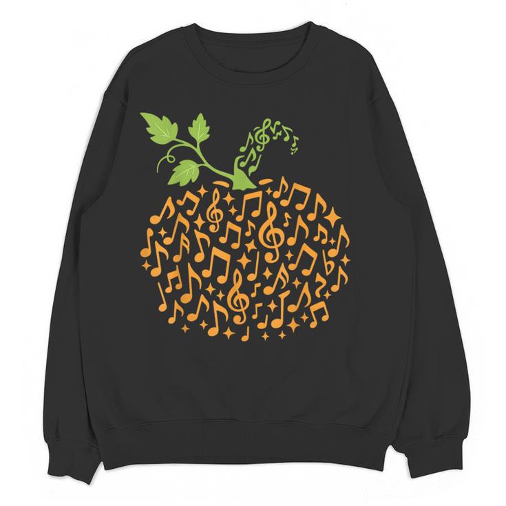 Pumpkin Music Notes Fall Teacher Autumn Halloween Women Crewneck Sweatshirt, novelty gifts, funny gifts