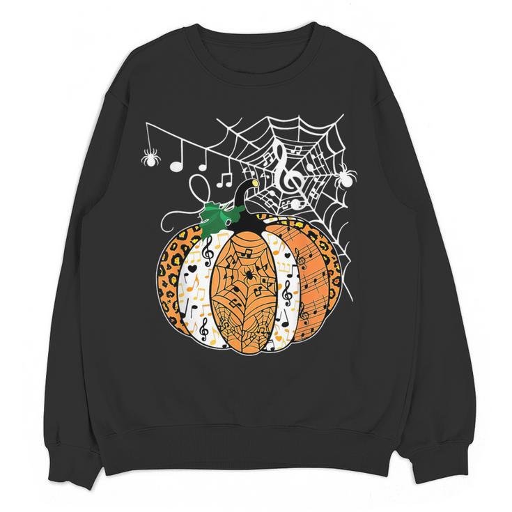 Pumpkin Music Teacher Halloween Fall Music Notes Autumn Women Crewneck Sweatshirt, novelty gifts, funny gifts
