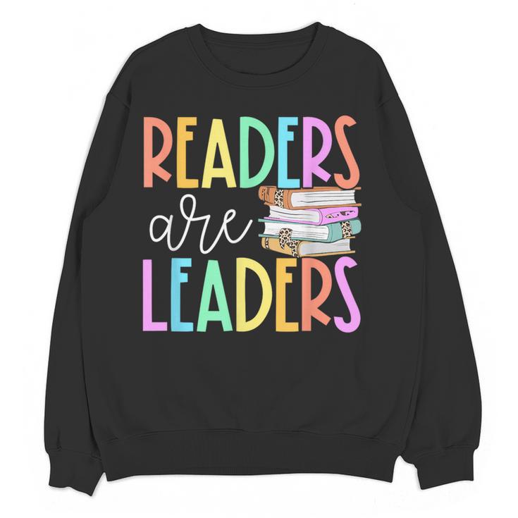 Readers Are Leaders Reading Book Lovers Teacher Women Kids Women Crewneck Sweatshirt, novelty gifts, funny gifts