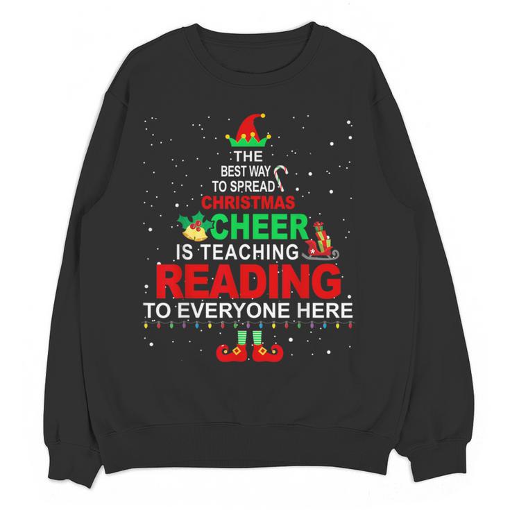 Reading Teacher Christmas Shirt Elf Christmas Cheer For Men Women Women Crewneck Sweatshirt, novelty gifts, funny gifts Reading Teacher Christmas Shirt Elf Christmas Cheer For Men Women Women Crewneck Sweatshirt, novelty gifts, funny gifts