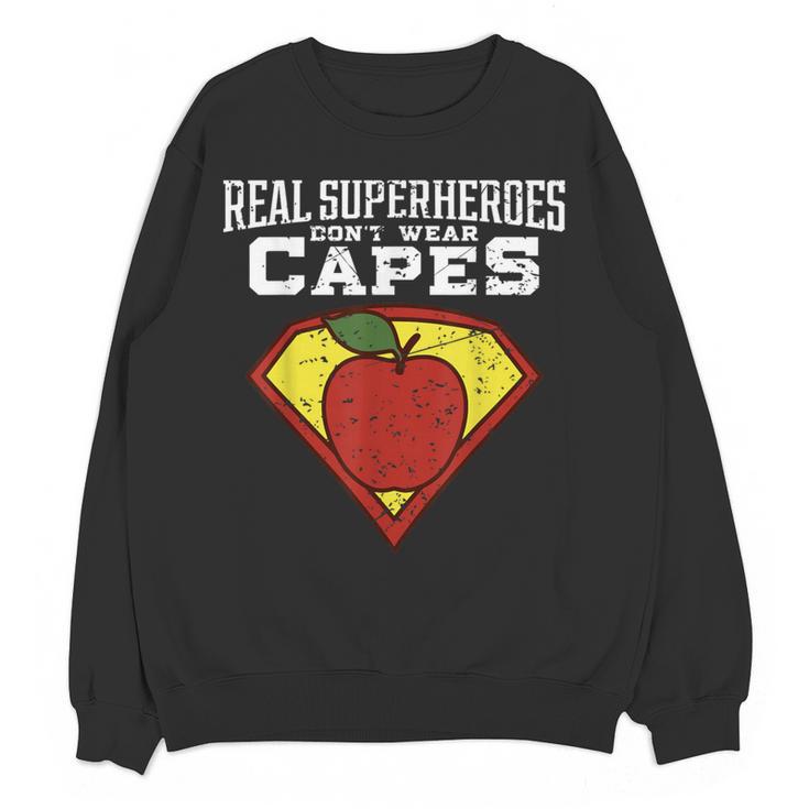 Real Superheroes Don't Wear Capes Teacher Shirt Teaching Te Women Crewneck Sweatshirt, novelty gifts, funny gifts Real Superheroes Don't Wear Capes Teacher Shirt Teaching Te Women Crewneck Sweatshirt, novelty gifts, funny gifts