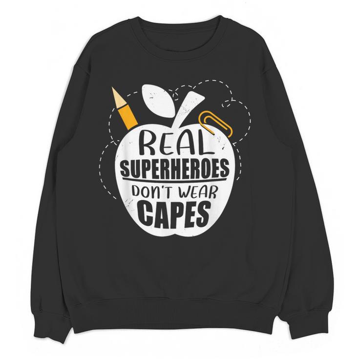 Real Superheroes Wear No Capes Teacher Design Teach Women Crewneck Sweatshirt, novelty gifts, funny gifts Real Superheroes Wear No Capes Teacher Design Teach Women Crewneck Sweatshirt, novelty gifts, funny gifts