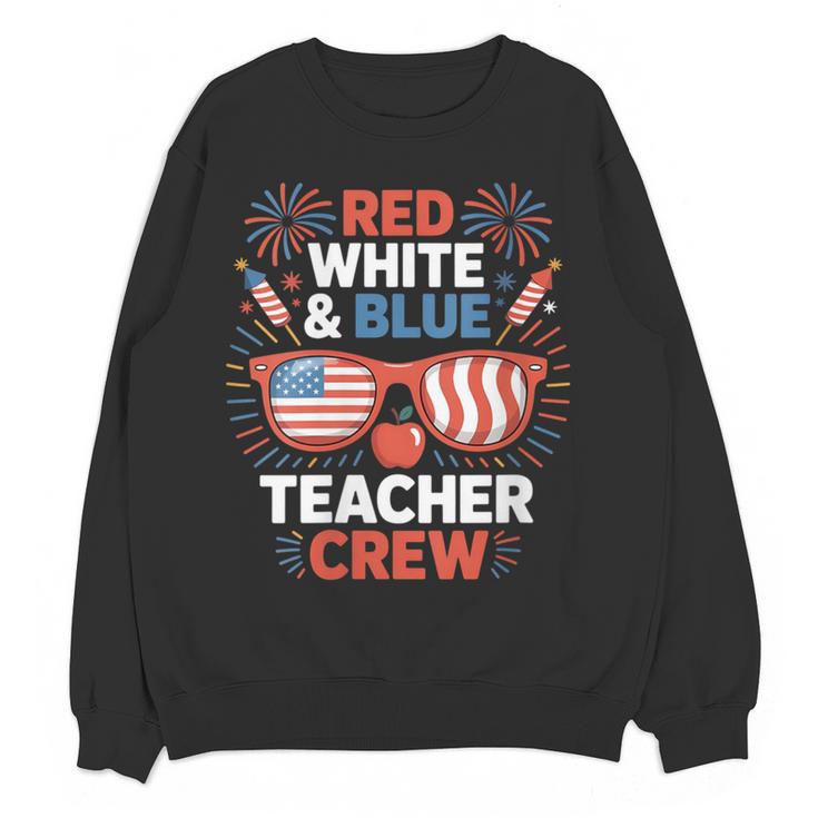 Red & Blue Teacher Crew Shirt 4th Of July Sunglasses Women Crewneck Sweatshirt, novelty gifts, funny gifts Red & Blue Teacher Crew Shirt 4th Of July Sunglasses Women Crewneck Sweatshirt, novelty gifts, funny gifts