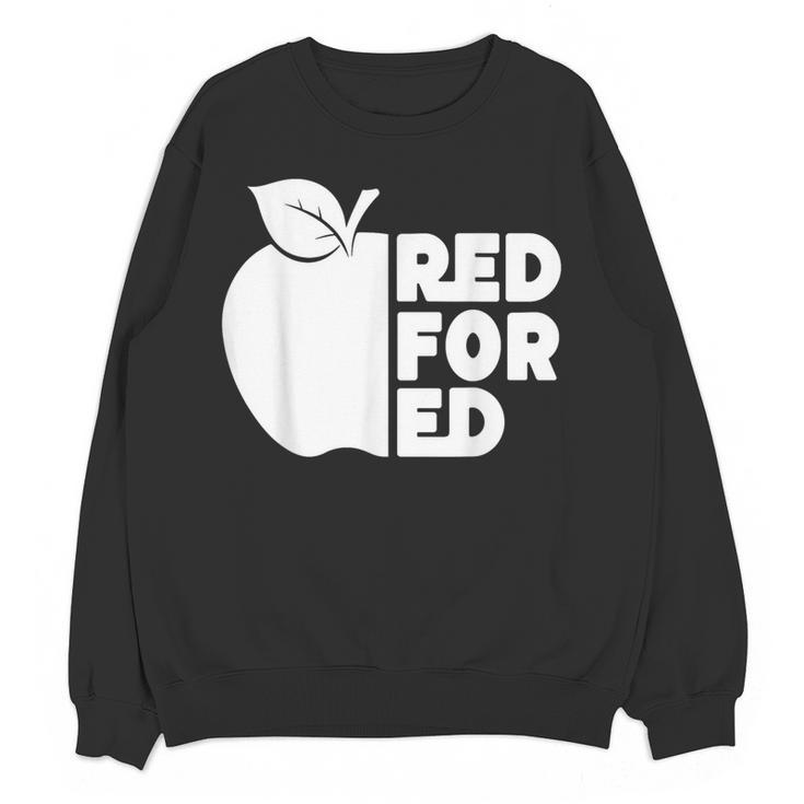 Red For Ed Teacher Support Public Education For Men Women Kids Women Crewneck Sweatshirt, novelty gifts, funny gifts Red For Ed Teacher Support Public Education For Men Women Kids Women Crewneck Sweatshirt, novelty gifts, funny gifts