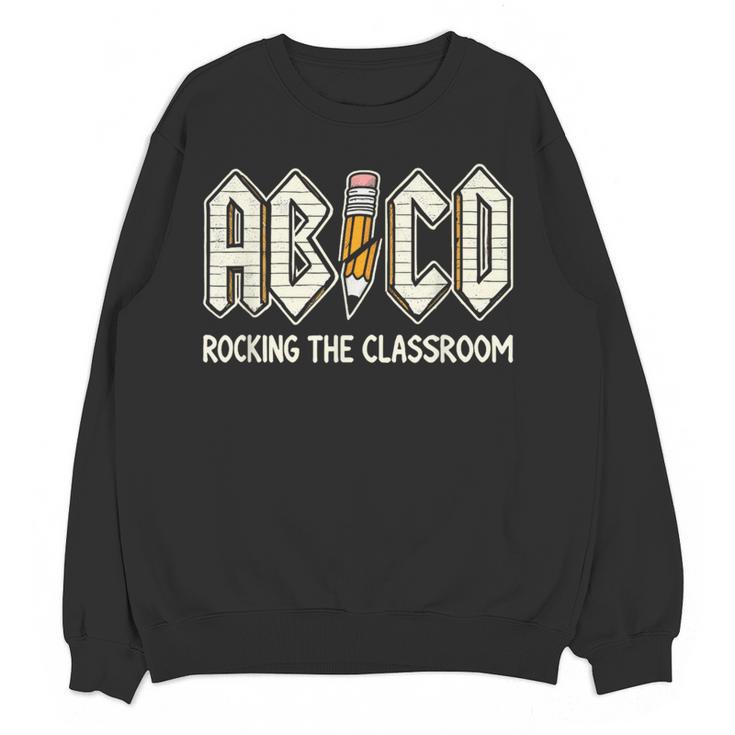 Retro Abcd Teacher Novelty Back To School Teacher Women Crewneck Sweatshirt, novelty gifts, funny gifts