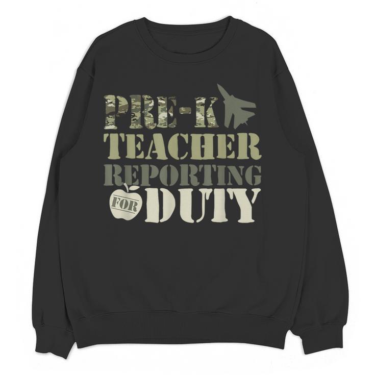 Retro Back To School Women Old Camo Pre-K Teacher Women Crewneck Sweatshirt, novelty gifts, funny gifts Retro Back To School Women Old Camo Pre-K Teacher Women Crewneck Sweatshirt, novelty gifts, funny gifts