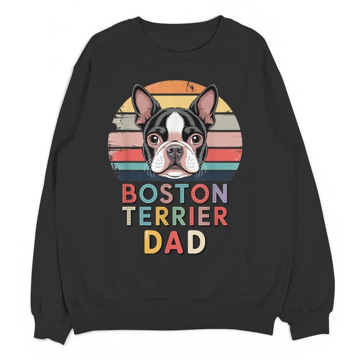 Retro Boston Terrier Dad Women Crewneck Sweatshirt, novelty gifts, funny gifts