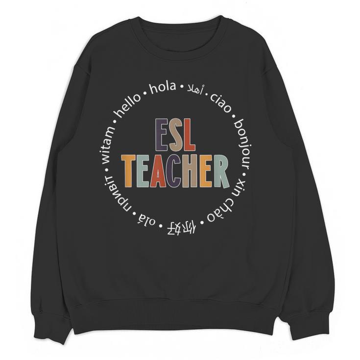 Retro ESL Teacher Teach Multilingual Learners Team Women Crewneck Sweatshirt, novelty gifts, funny gifts