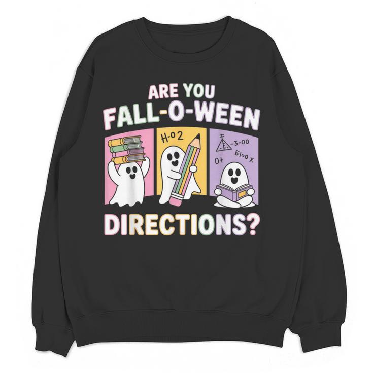 Retro Are You Fall O Ween Directions Teacher Halloween Ghost Women Crewneck Sweatshirt, novelty gifts, funny gifts Retro Are You Fall O Ween Directions Teacher Halloween Ghost Women Crewneck Sweatshirt, novelty gifts, funny gifts