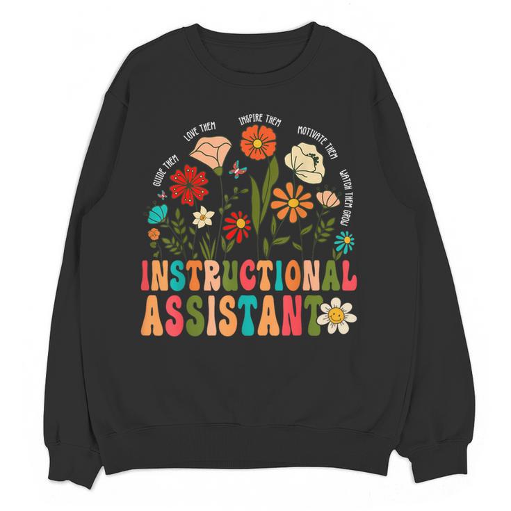 Retro Instructional Assistant Wildflowers Teacher Aide Women Crewneck Sweatshirt, novelty gifts, funny gifts Retro Instructional Assistant Wildflowers Teacher Aide Women Crewneck Sweatshirt, novelty gifts, funny gifts