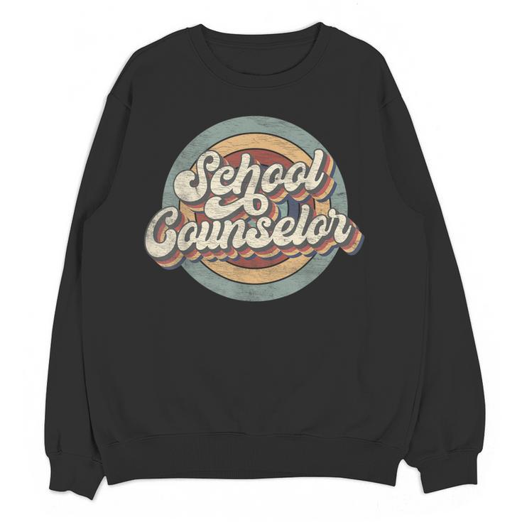 Retro School Counselor Back To School Teacher Squad Crew Women Crewneck Sweatshirt, novelty gifts, funny gifts