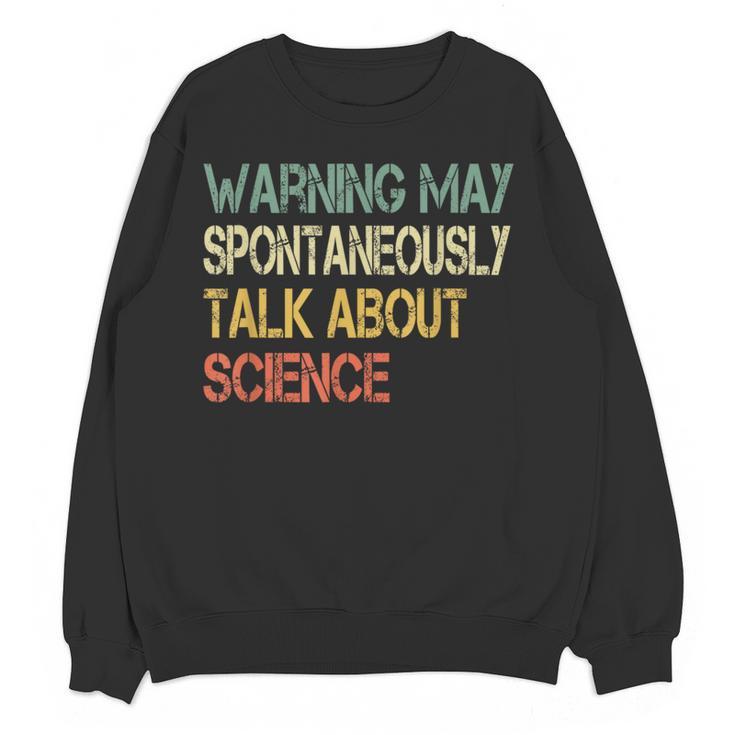 Retro Scientist Warning May Talk About Science Teacher Women Crewneck Sweatshirt, novelty gifts, funny gifts