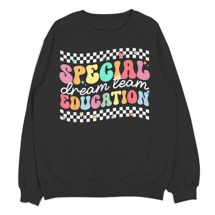 Retro Special Education Squad Groovy Dream Team SPED Teacher Women Crewneck Sweatshirt, novelty gifts, funny gifts