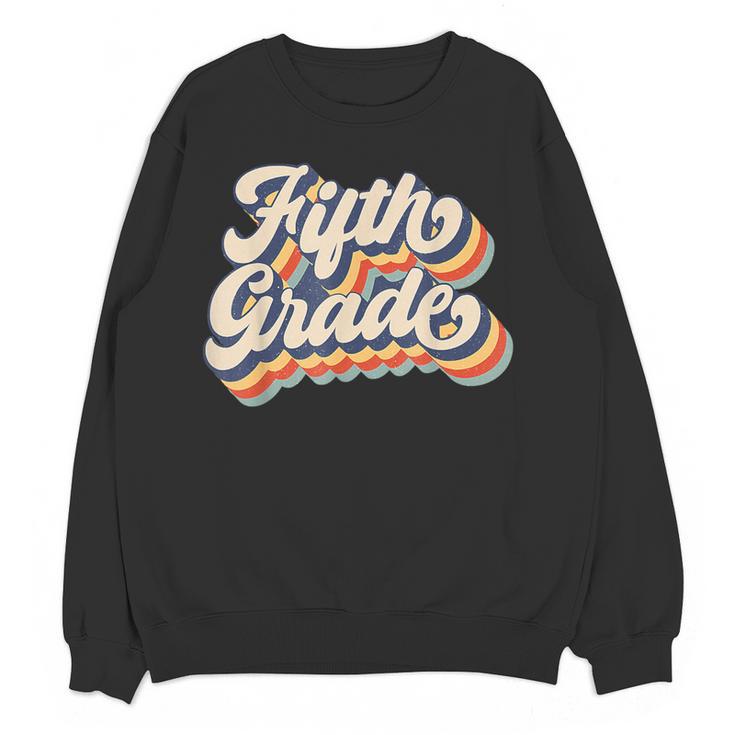 Retro Sunset Fifth Grade Teacher & Student Back To School Women Crewneck Sweatshirt, novelty gifts, funny gifts