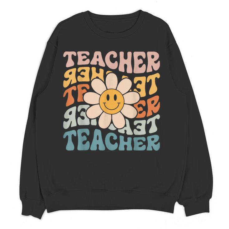 Retro Teacher Daisy Colorful Elementary School Teacher Women Crewneck Sweatshirt, novelty gifts, funny gifts Retro Teacher Daisy Colorful Elementary School Teacher Women Crewneck Sweatshirt, novelty gifts, funny gifts