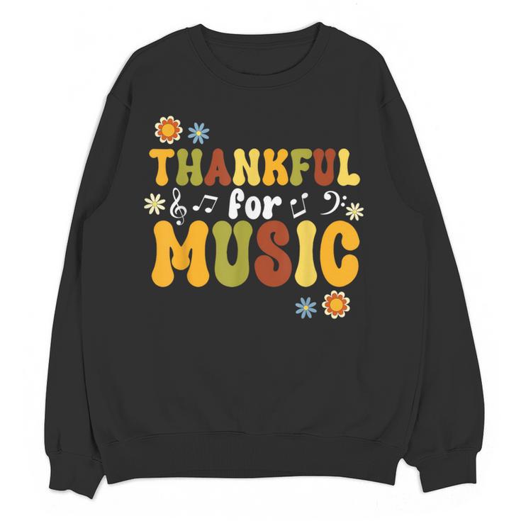 Retro Thankful For Music Floral Music Teacher Thanksgiving Men Women Women Crewneck Sweatshirt, novelty gifts, funny gifts Retro Thankful For Music Floral Music Teacher Thanksgiving Men Women Women Crewneck Sweatshirt, novelty gifts, funny gifts