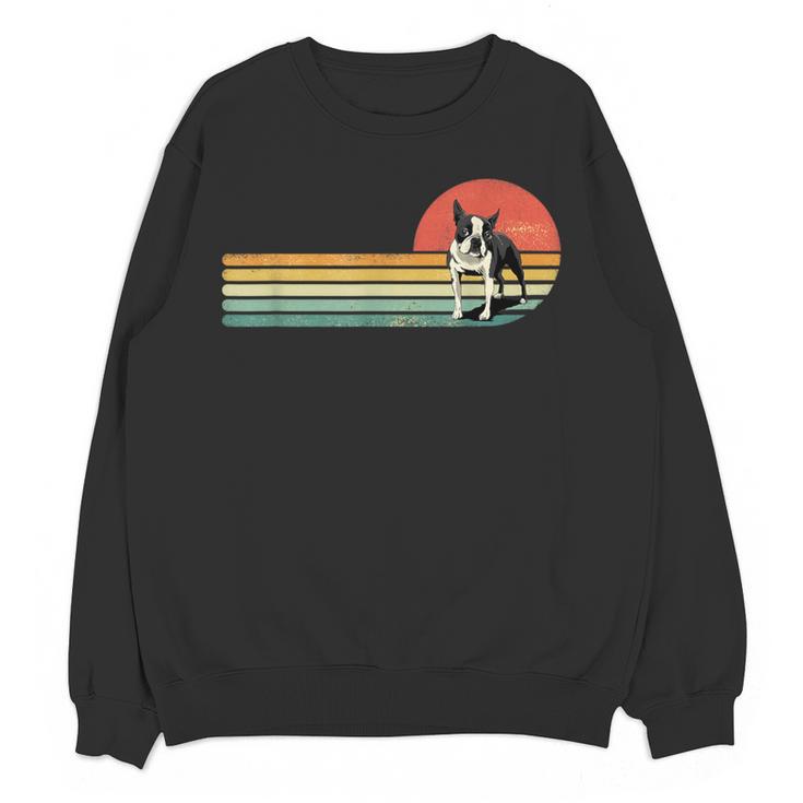 Retro Vintage Boston Terrier Dog Lover Boston Terrier Mom Women Crewneck Sweatshirt, novelty gifts, funny gifts