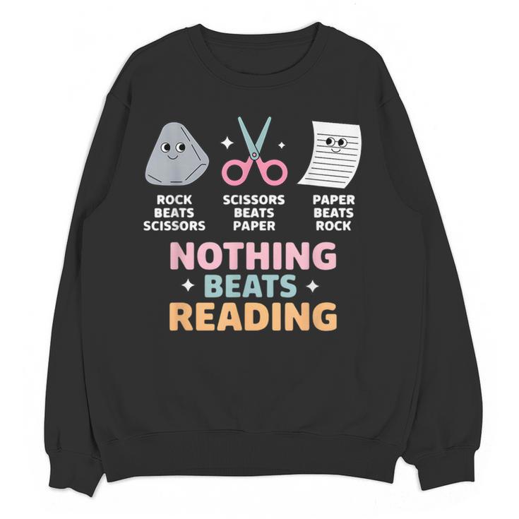 Rock Paper Scissors Teacher Librarian Nothing Beats Reading Women Crewneck Sweatshirt, novelty gifts, funny gifts Rock Paper Scissors Teacher Librarian Nothing Beats Reading Women Crewneck Sweatshirt, novelty gifts, funny gifts