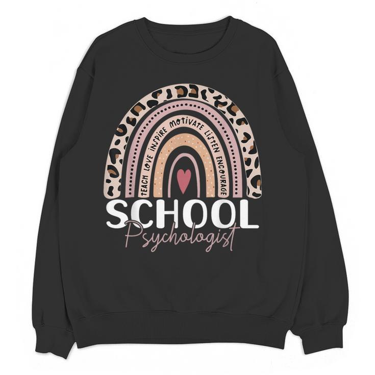 School Psych Teacher School Psychologist Leopard Rainbow Women Crewneck Sweatshirt, novelty gifts, funny gifts School Psych Teacher School Psychologist Leopard Rainbow Women Crewneck Sweatshirt, novelty gifts, funny gifts